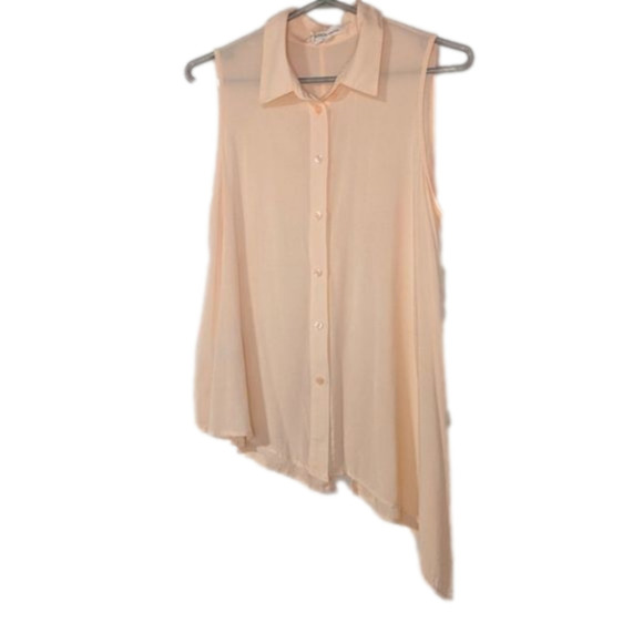 BCBG Salmon Pink Asymmetrical Sleeveless Blouse - Picture 1 of 5